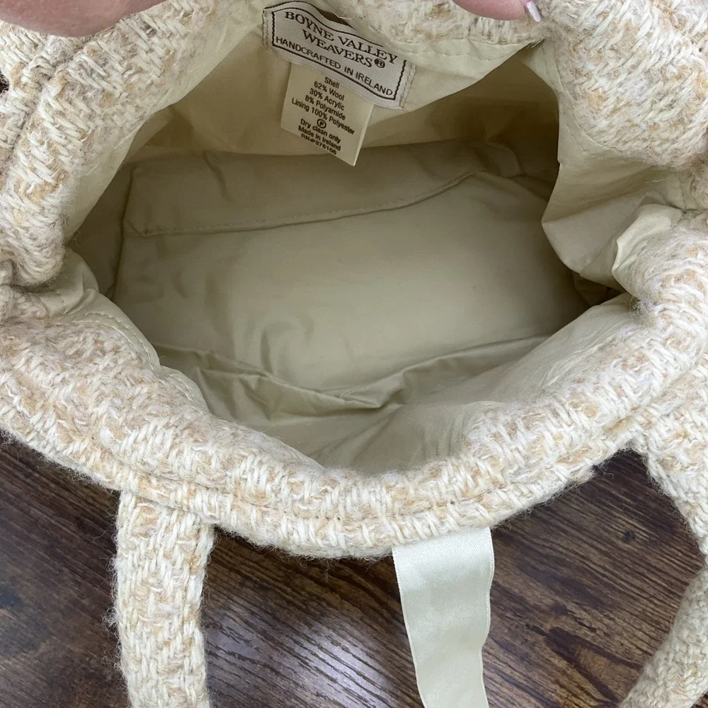 Boyne Valley Weavers Vintage Wool Handbag Diamond Stitch Double Strap